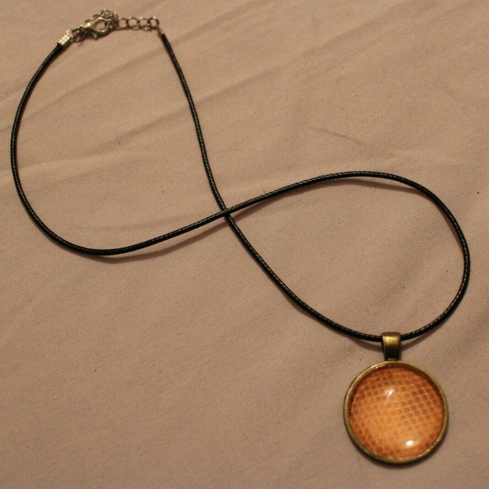 Snakeshed Necklace Orange Snakeskin Pendant Ball Python Shed Handmade